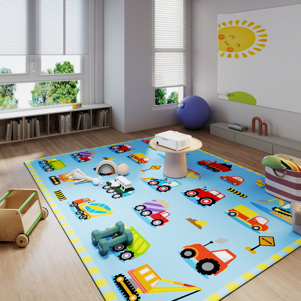 Car Rug Play Mat for Kids Toy Cars, Non-Slip Machine Washable Road Traffic Playmat for Kid Bedroom Home Decor