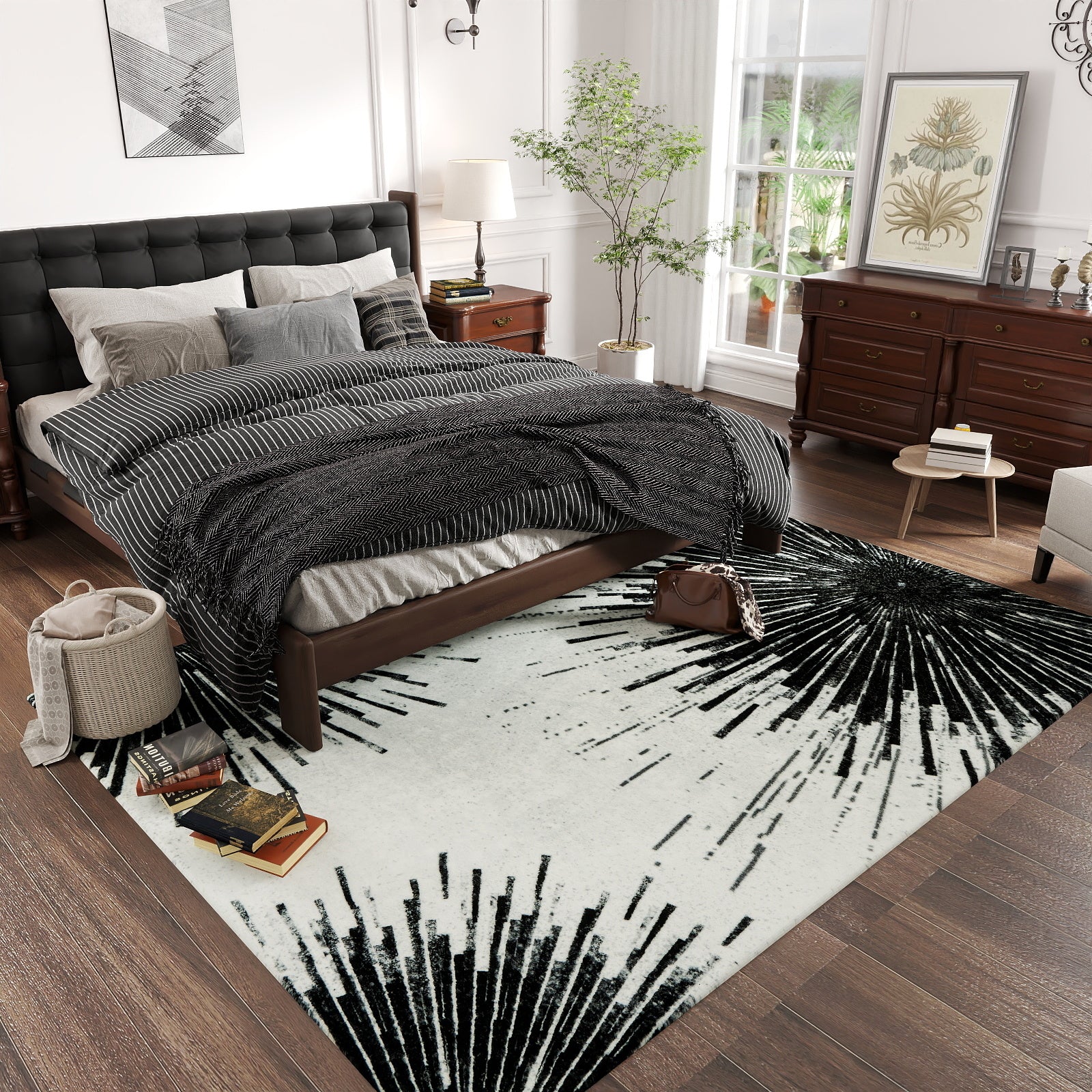 5x7ft Washable Abstract Print Multi-Color Area Rug, Thin Distressed Non-Slip Carpet for Living Room Bedroom,  Home Decor