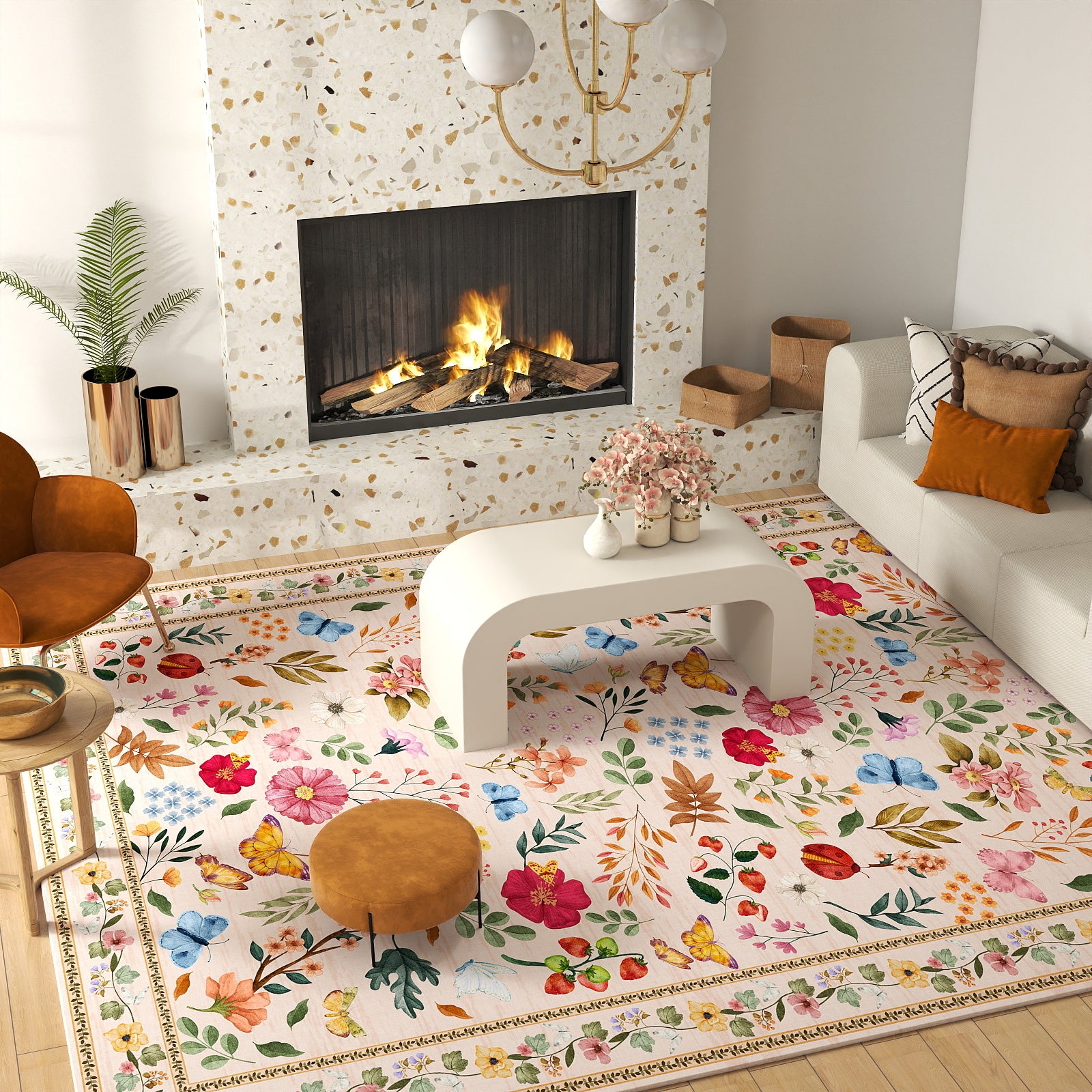 5x7ft Washable Vintage Area Rug, Thin Distressed Non-Slip Traditional Carpet for Living Room Bedroom Kitchen Dining Room