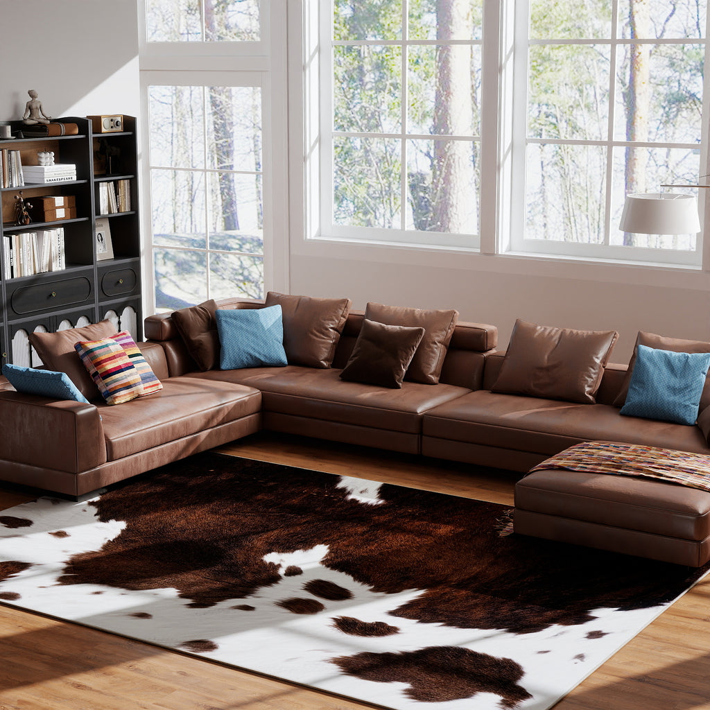 Tiger Stripe Area Rug, 5x7ft Washable Leopard Print Non-Slip Carpet for Living Room Bedroom, Animal Pattern Home Decor