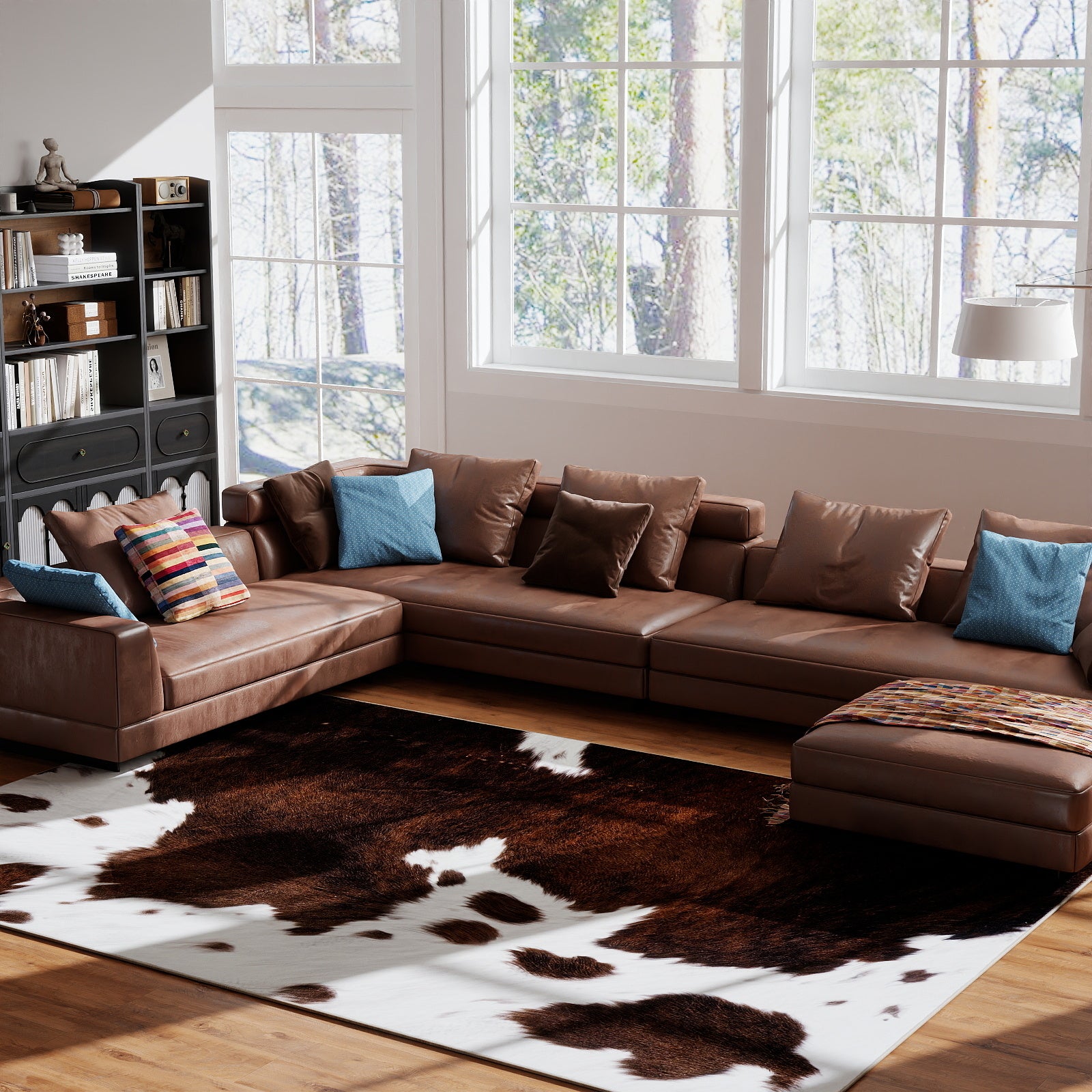 Tiger Stripe Area Rug, 5x7ft Washable Leopard Print Non-Slip Carpet for Living Room Bedroom, Animal Pattern Home Decor