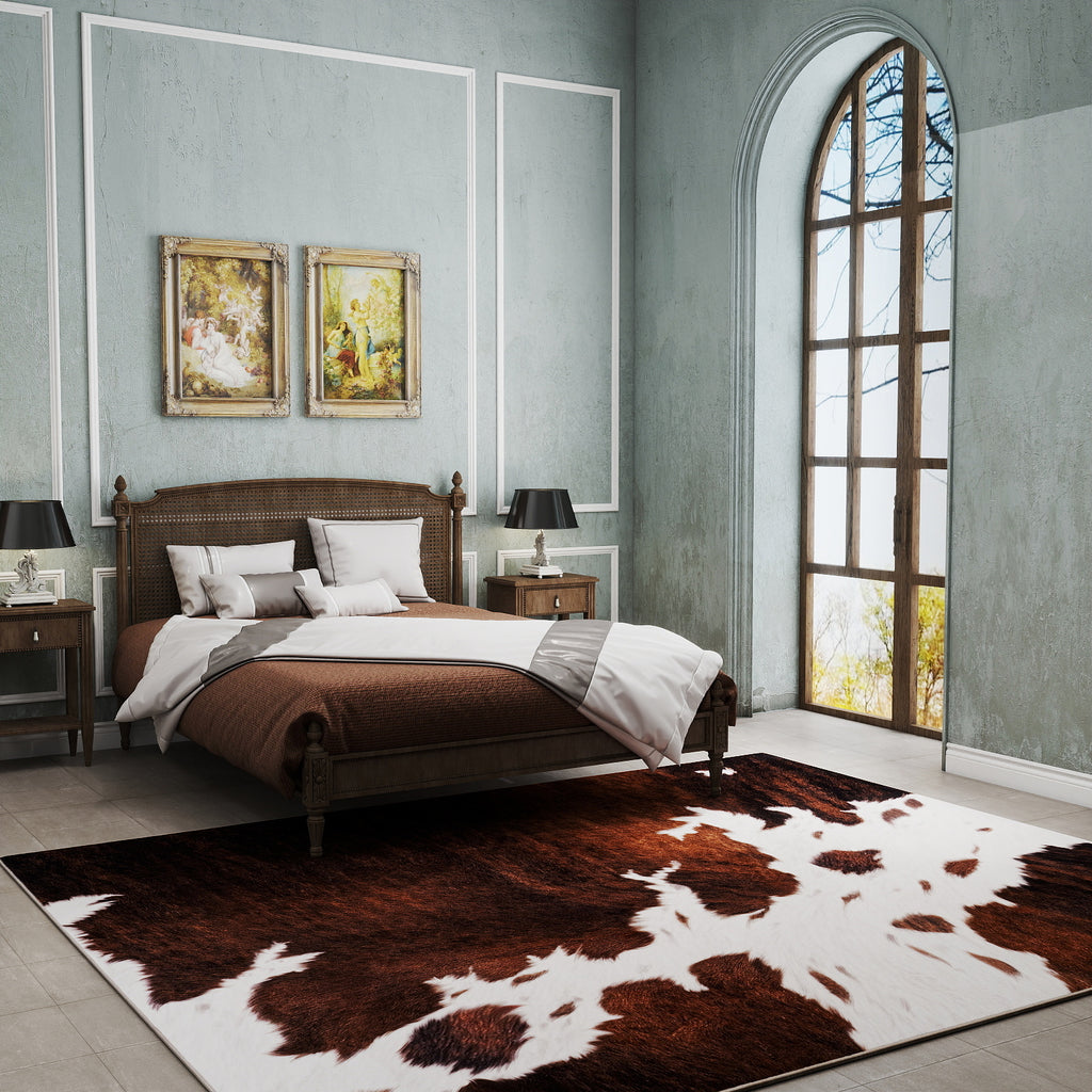 Tiger Stripe Area Rug, 5x7ft Washable Leopard Print Non-Slip Carpet for Living Room Bedroom, Animal Pattern Home Decor