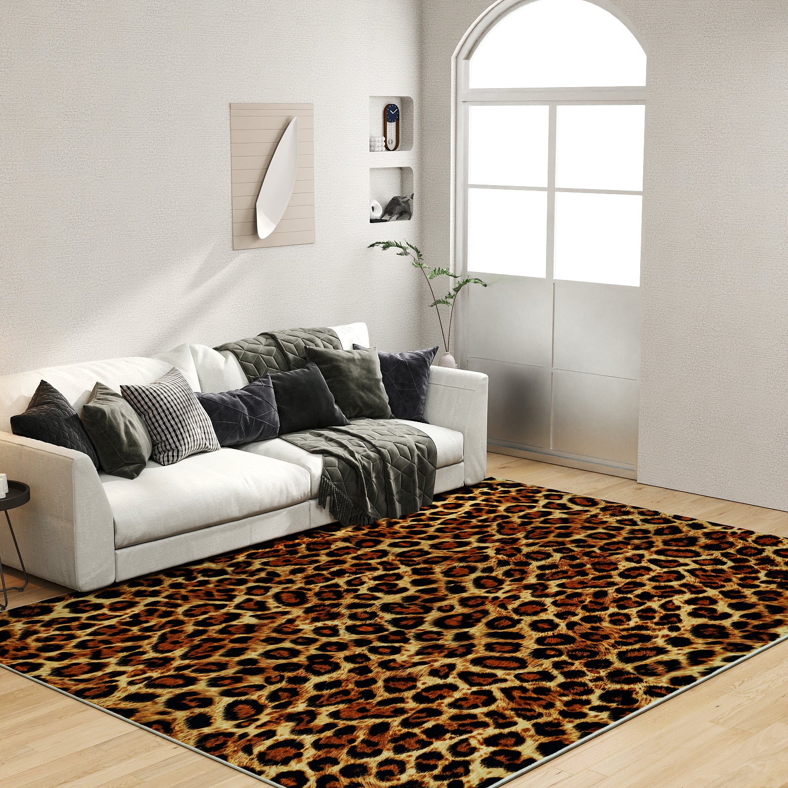 Tiger Stripe Area Rug, 5x7ft Washable Leopard Print Non-Slip Carpet for Living Room Bedroom, Animal Pattern Home Decor