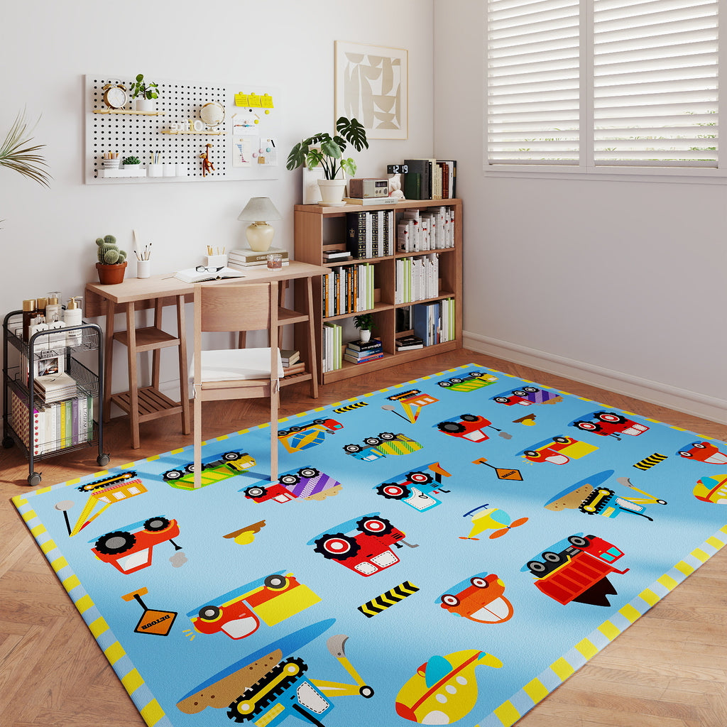 Car Rug Play Mat for Kids Toy Cars, Non-Slip Machine Washable Road Traffic Playmat for Kid Bedroom Home Decor