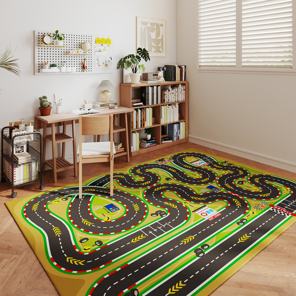 Car Rug Play Mat for Kids Toy Cars, Non-Slip Machine Washable Road Traffic Playmat for Kid Bedroom Home Decor