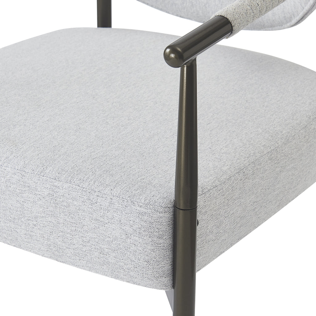 Modern Dining Armchairs with Thick Padded Cushion & Bronze Iron Legs (Set of 2)