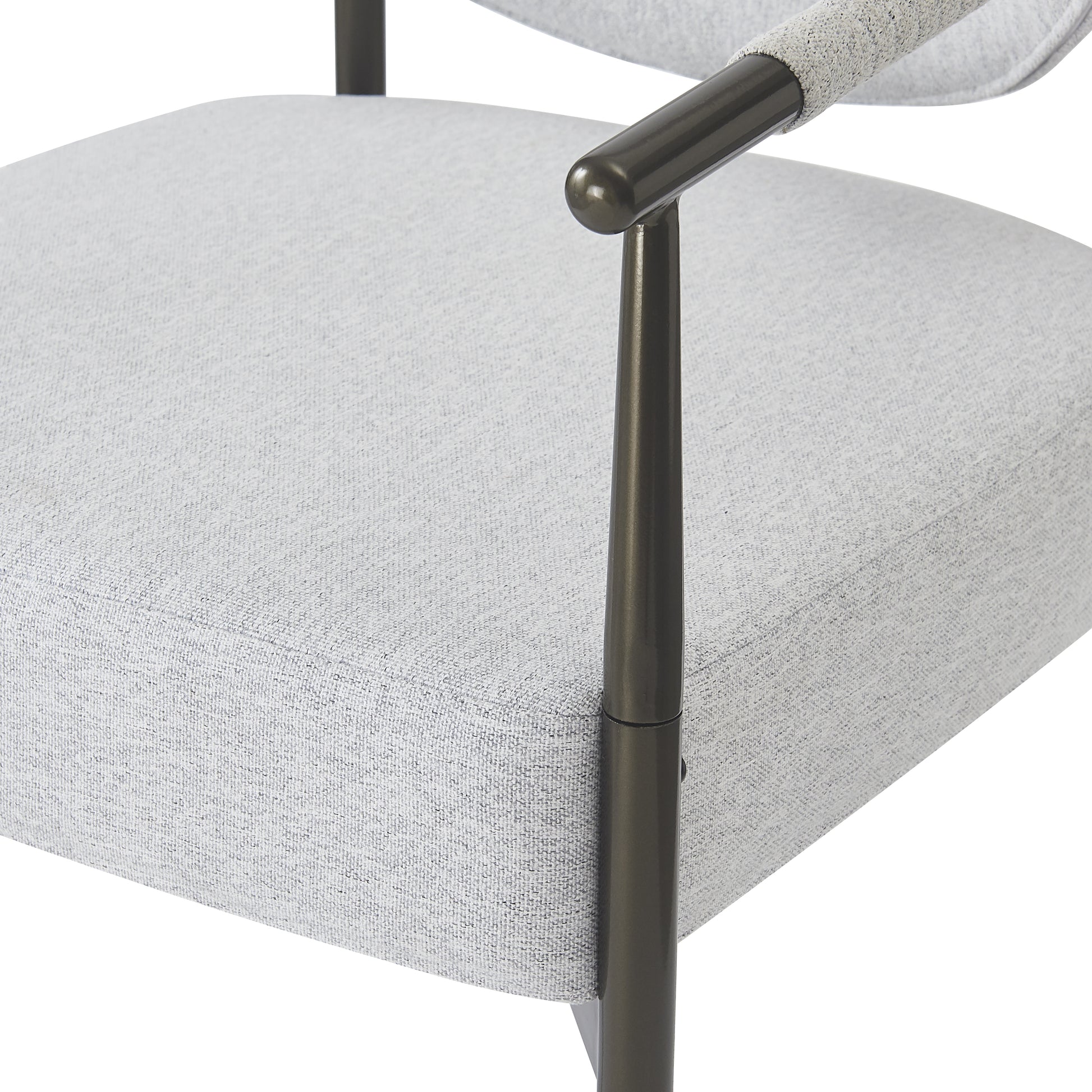 Modern Dining Armchairs with Thick Padded Cushion & Bronze Iron Legs (Set of 2)