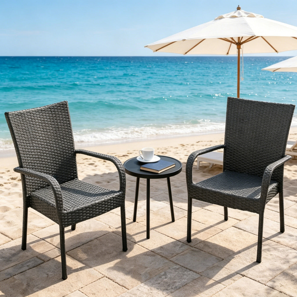 Hand-Woven PE Wicker Stacking Chairs for Modern Outdoor Dining & Garden