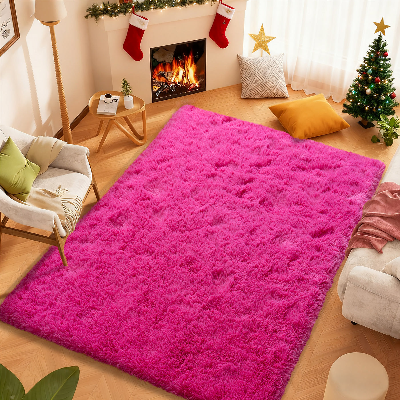 4x6ft Soft Fluffy Area Rug, Non-Slip Shag Carpet for Bedroom, Plush Living Room Rug for Home Dorm Decor