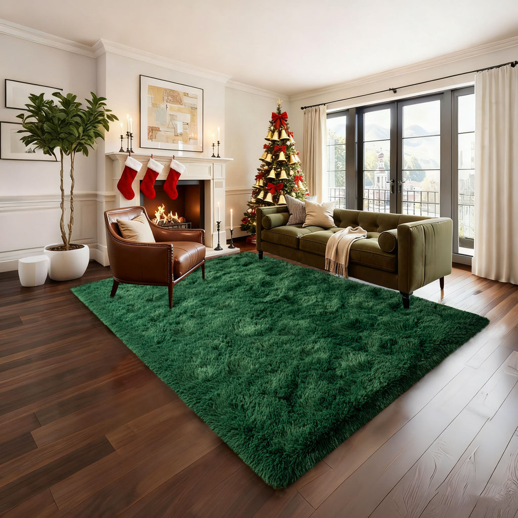 5x7ft Rugs for Living Room, Large Fluffy Dark Green Area Rugs for Bedroom, Soft Carpet Shag Kids Rug Home Decor Aesthetic