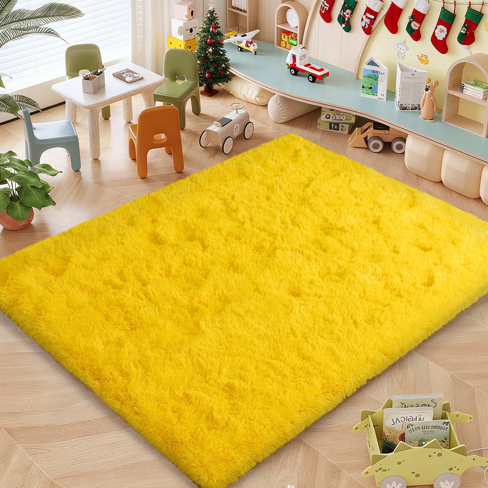 Soft Shag Area Rug 6x9 for Living Room or Bedroom, Fluffy Non-Slip Plush Carpet, Cozy Fuzzy Indoor Rug