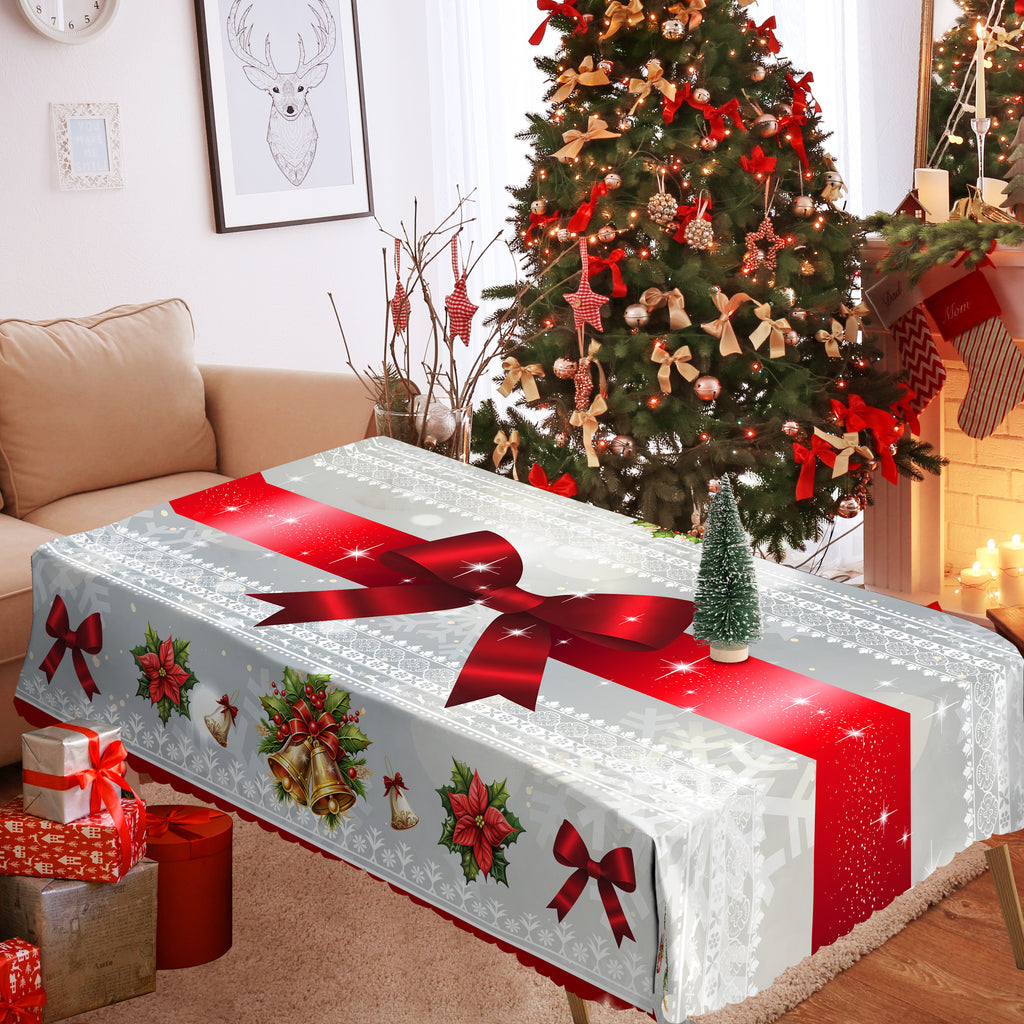 Christmas Tablecloth, Snowman Tablecloth, Christmas Tree Tablecloth Washable Table Cover for Home Kitchen Holiday Deco