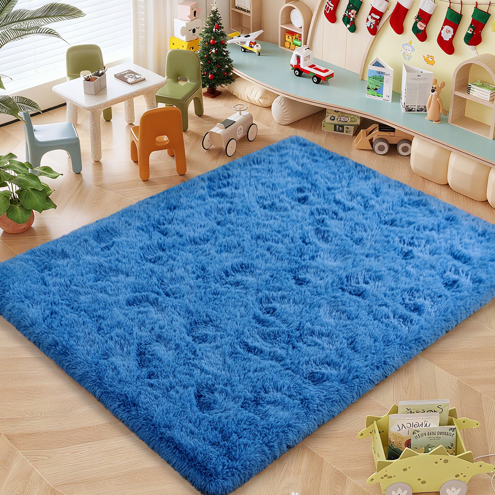Soft Shag Area Rug 6x9 for Living Room or Bedroom, Fluffy Non-Slip Plush Carpet, Cozy Fuzzy Indoor Rug