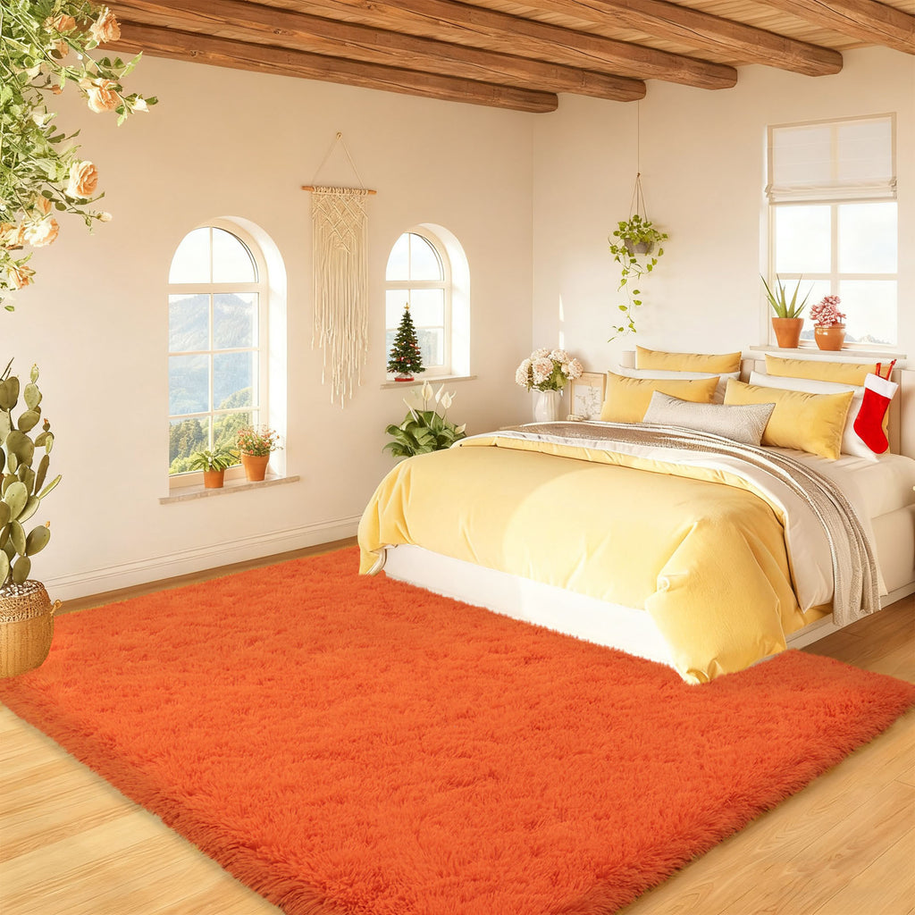 Blush Pink Shag Rug, Ultra Soft 1.7" Thick, Non-Slip, 100% Polyester, Modern Decor for Bedroom