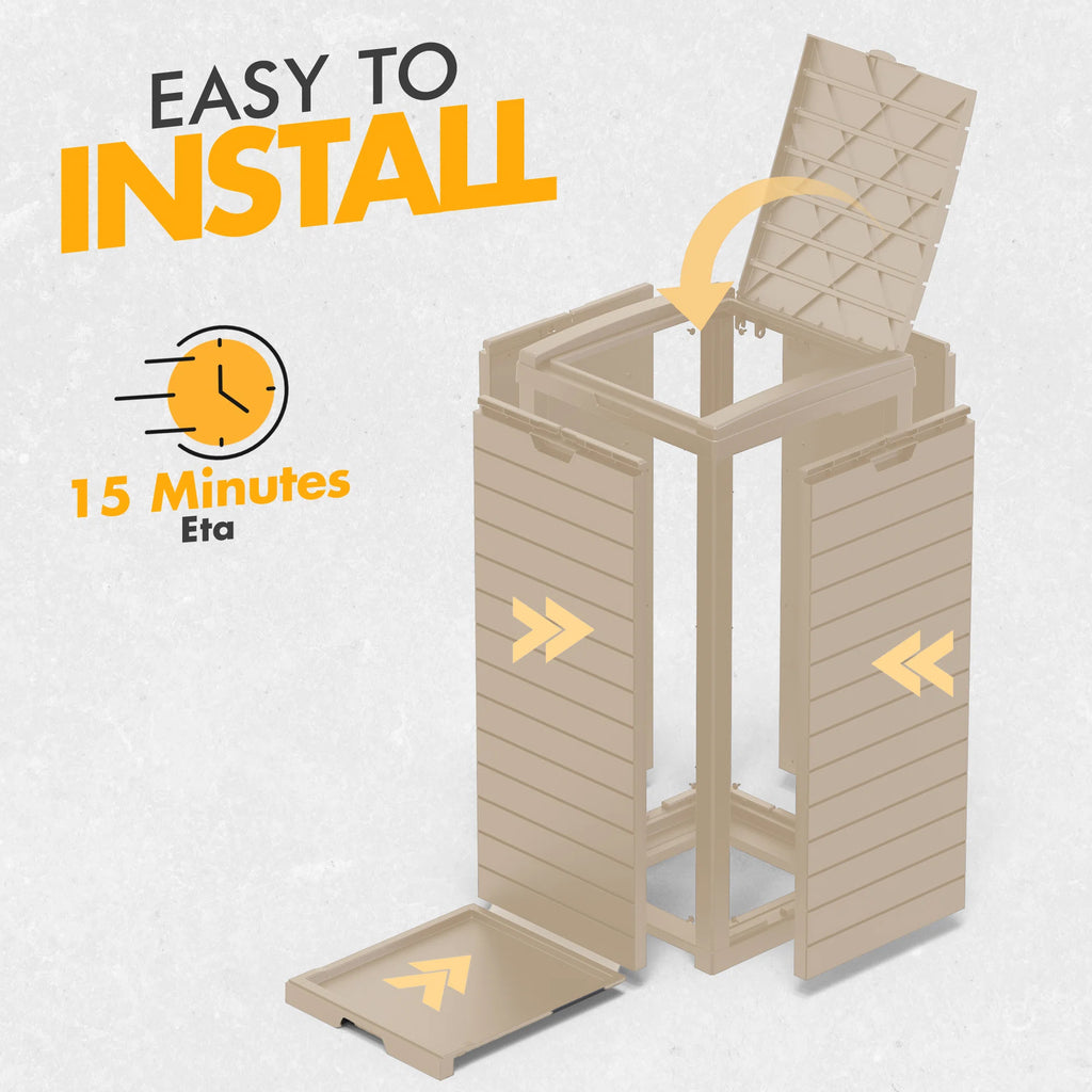 Chic Crate-Resin Manual Lift Outdoor Trash/Recycling Bins - 31 Gallons