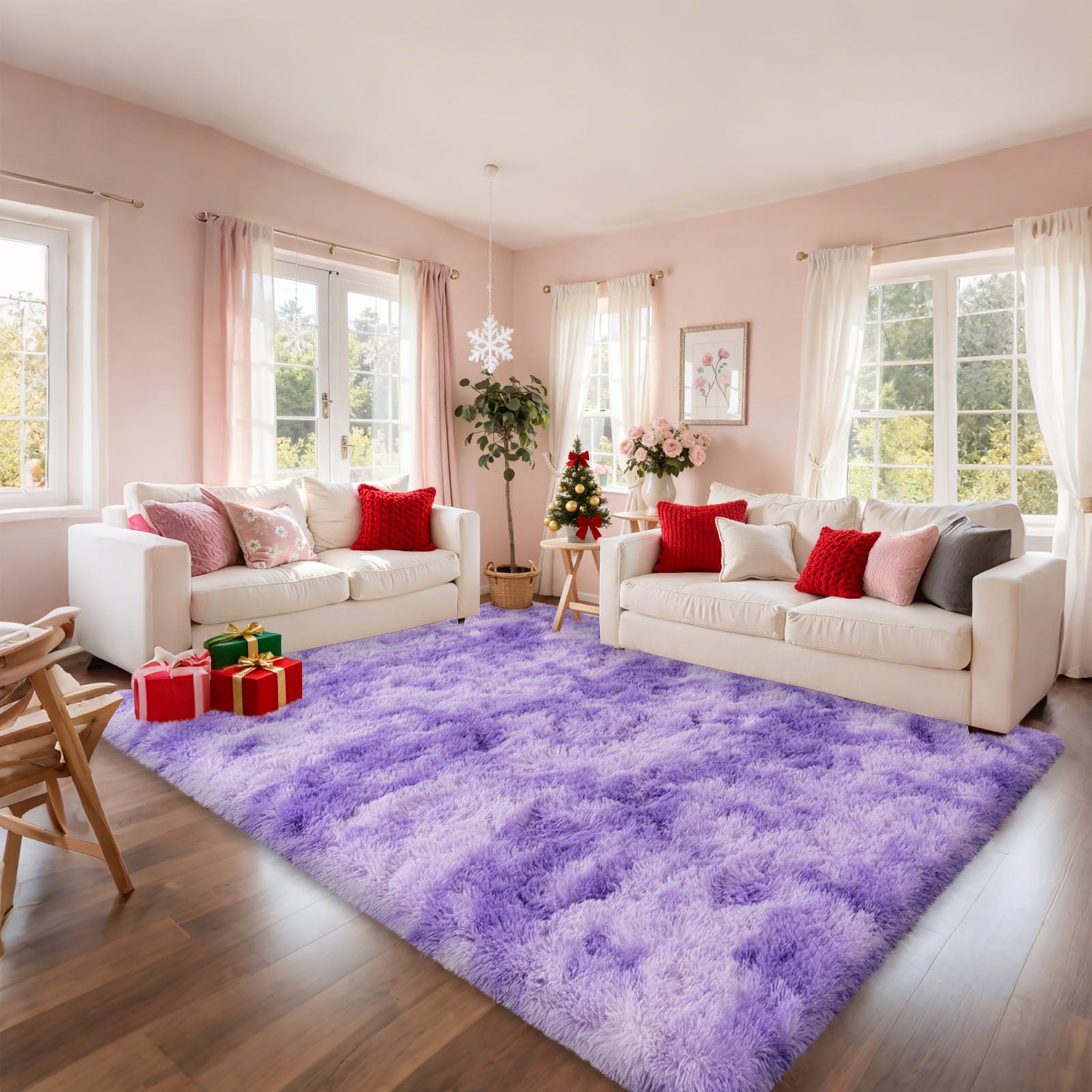 Black Shag Rug, Extra Soft 1.7" Plush Mat, Non-Slip, 100% Polyester for Bedroom or Living Room