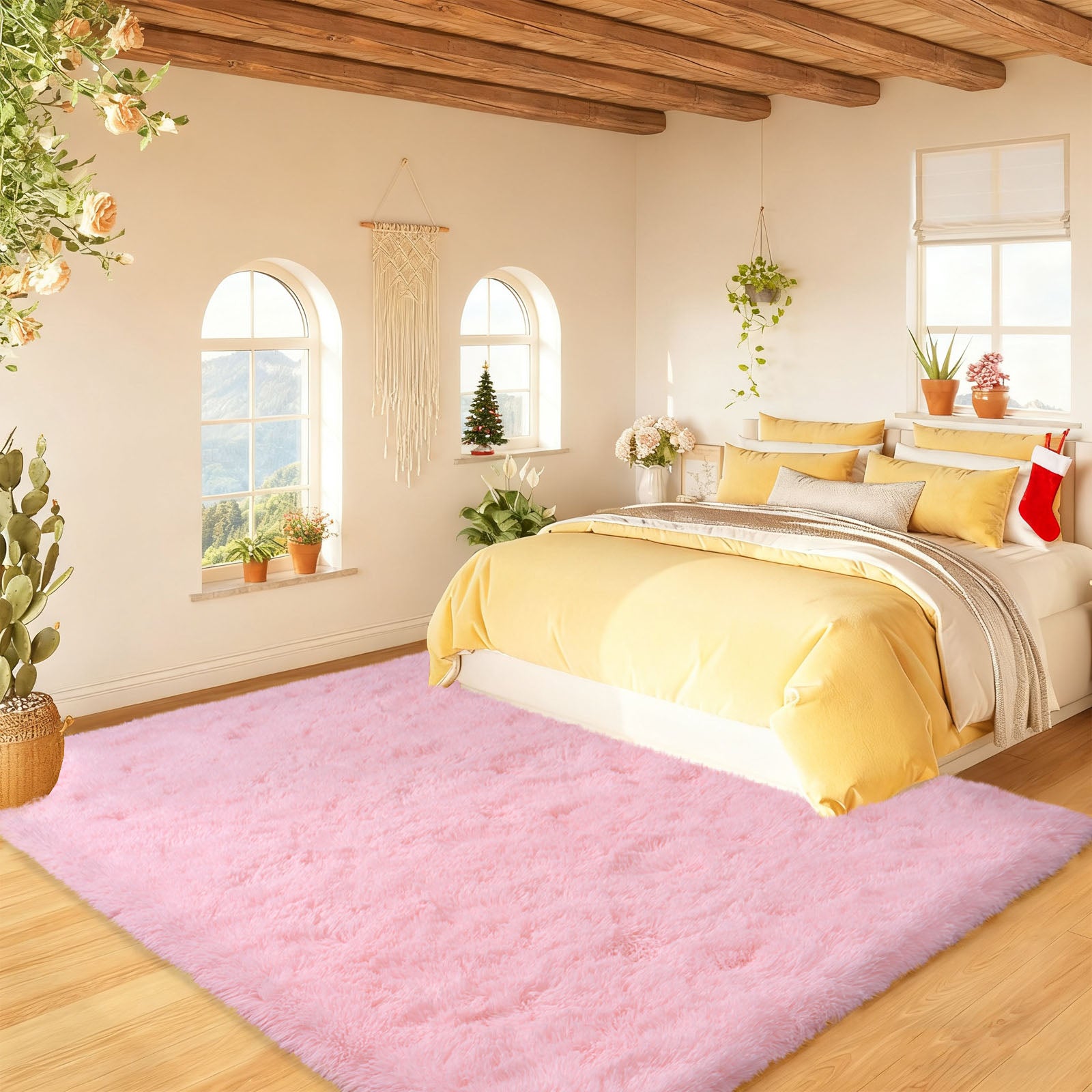 4x6ft Soft Fluffy Area Rug, Non-Slip Shag Carpet for Bedroom, Plush Living Room Rug for Home Dorm Decor