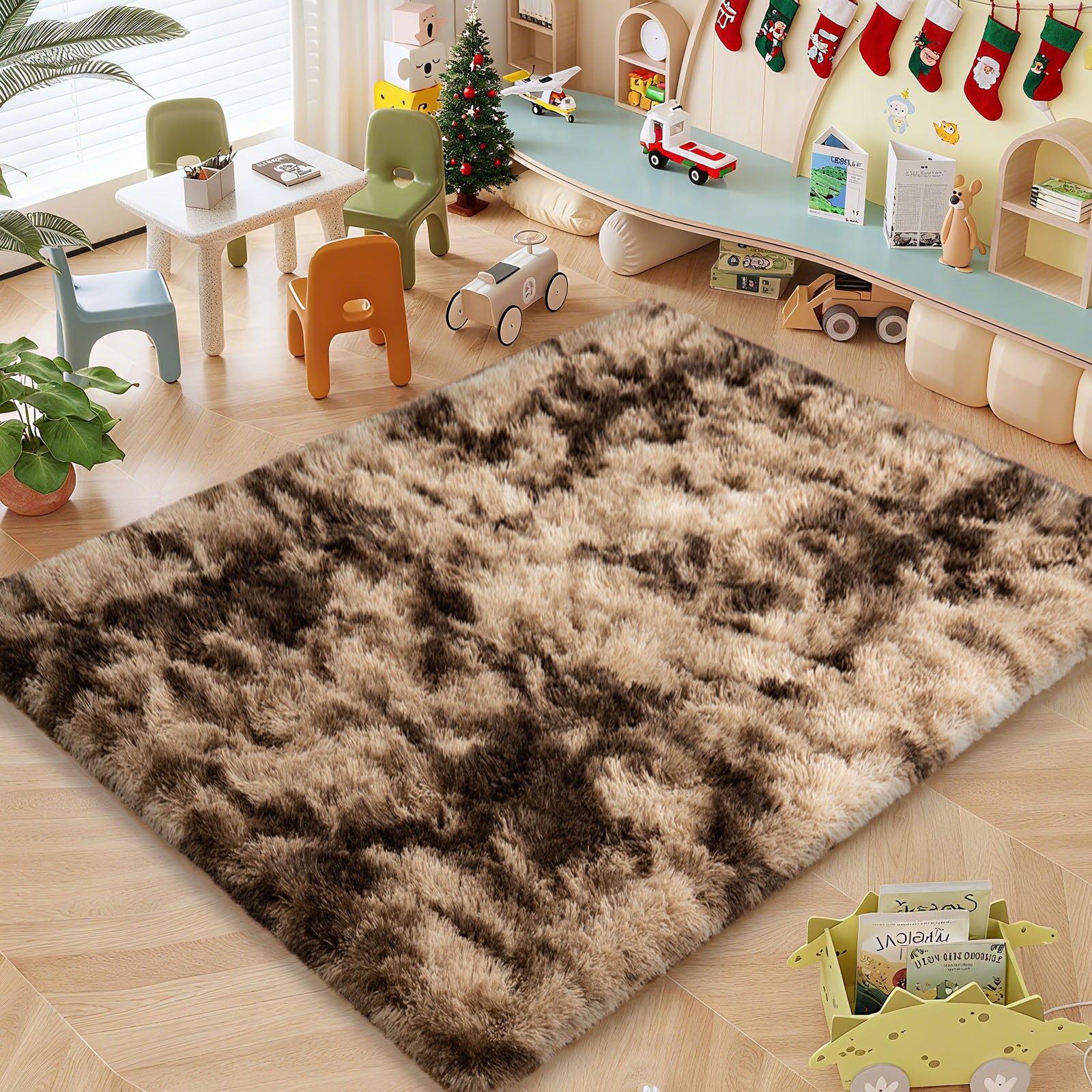 Soft Shag Area Rug 6x9 for Living Room or Bedroom, Fluffy Non-Slip Plush Carpet, Cozy Fuzzy Indoor Rug