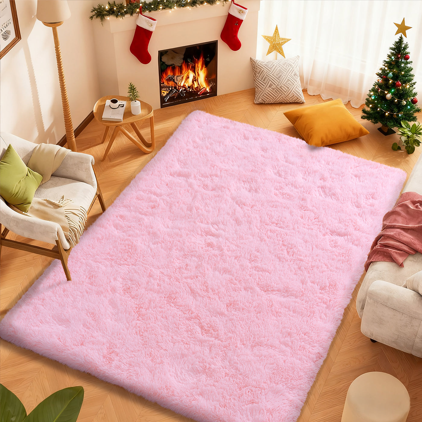 4x6ft Soft Fluffy Area Rug, Non-Slip Shag Carpet for Bedroom, Plush Living Room Rug for Home Dorm Decor