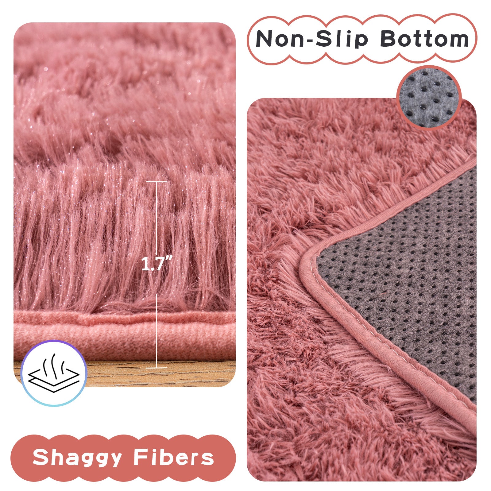 Soft Shag Area Rug 6x9 for Living Room or Bedroom, Fluffy Non-Slip Plush Carpet, Cozy Fuzzy Indoor Rug