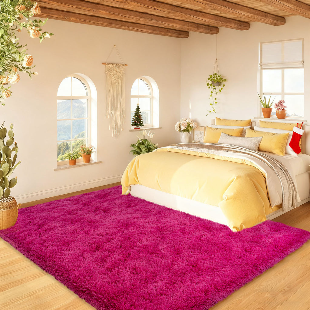 4x6ft Soft Fluffy Area Rug, Non-Slip Shag Carpet for Bedroom, Plush Living Room Rug for Home Dorm Decor