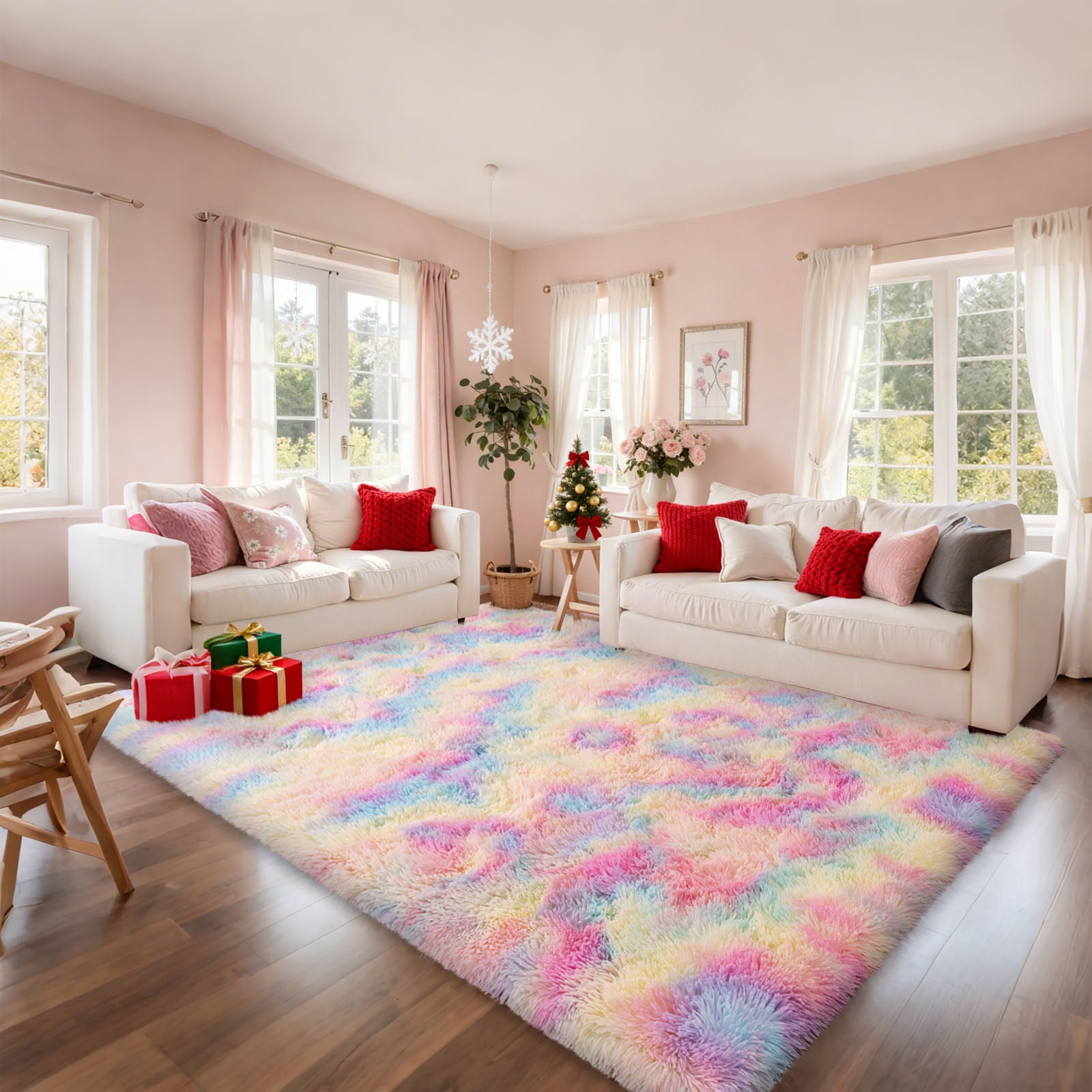 Area Rugs for Living Room Bedroom, Non-Slip Fluffy Soft Shag Carpet for Kids Home Dorm Decor
