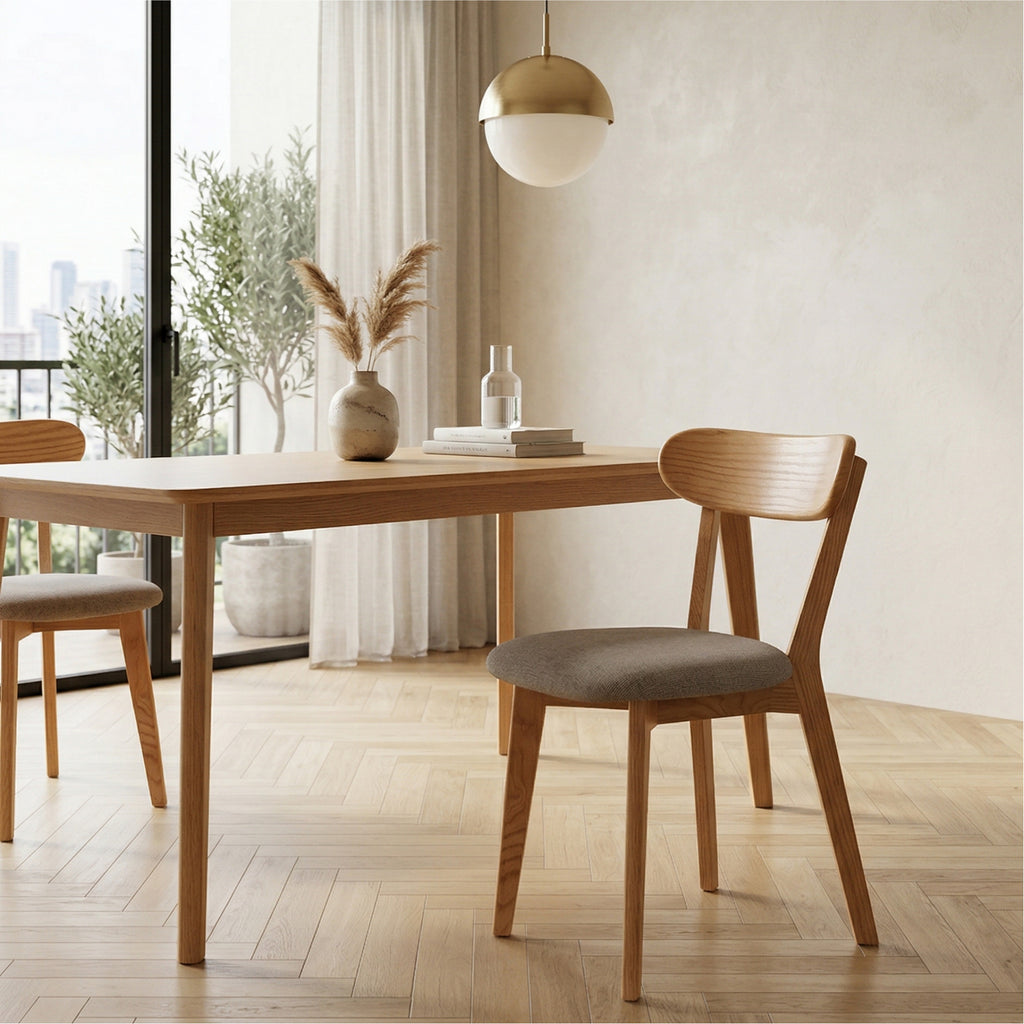 Set of 2/4 Minimalist Solid Oak Dining Chairs Kitchen 47.5x55.5x78cm