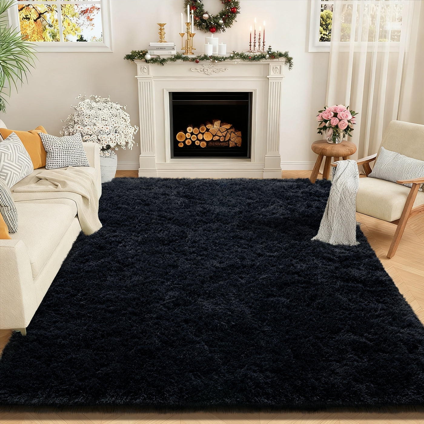 Area Rugs for Living Room Bedroom, Non-Slip Fluffy Soft Shag Carpet for Kids Home Dorm Decor