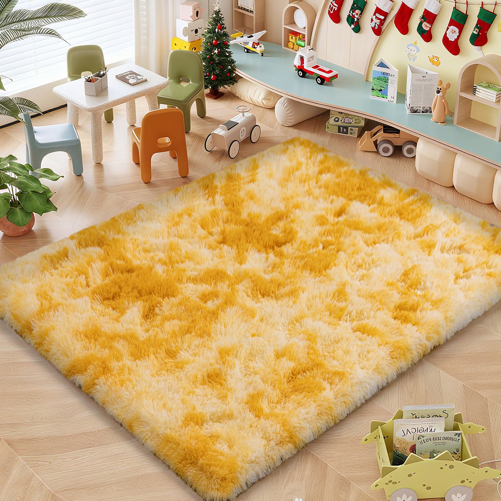 Soft Shag Area Rug 6x9 for Living Room or Bedroom, Fluffy Non-Slip Plush Carpet, Cozy Fuzzy Indoor Rug