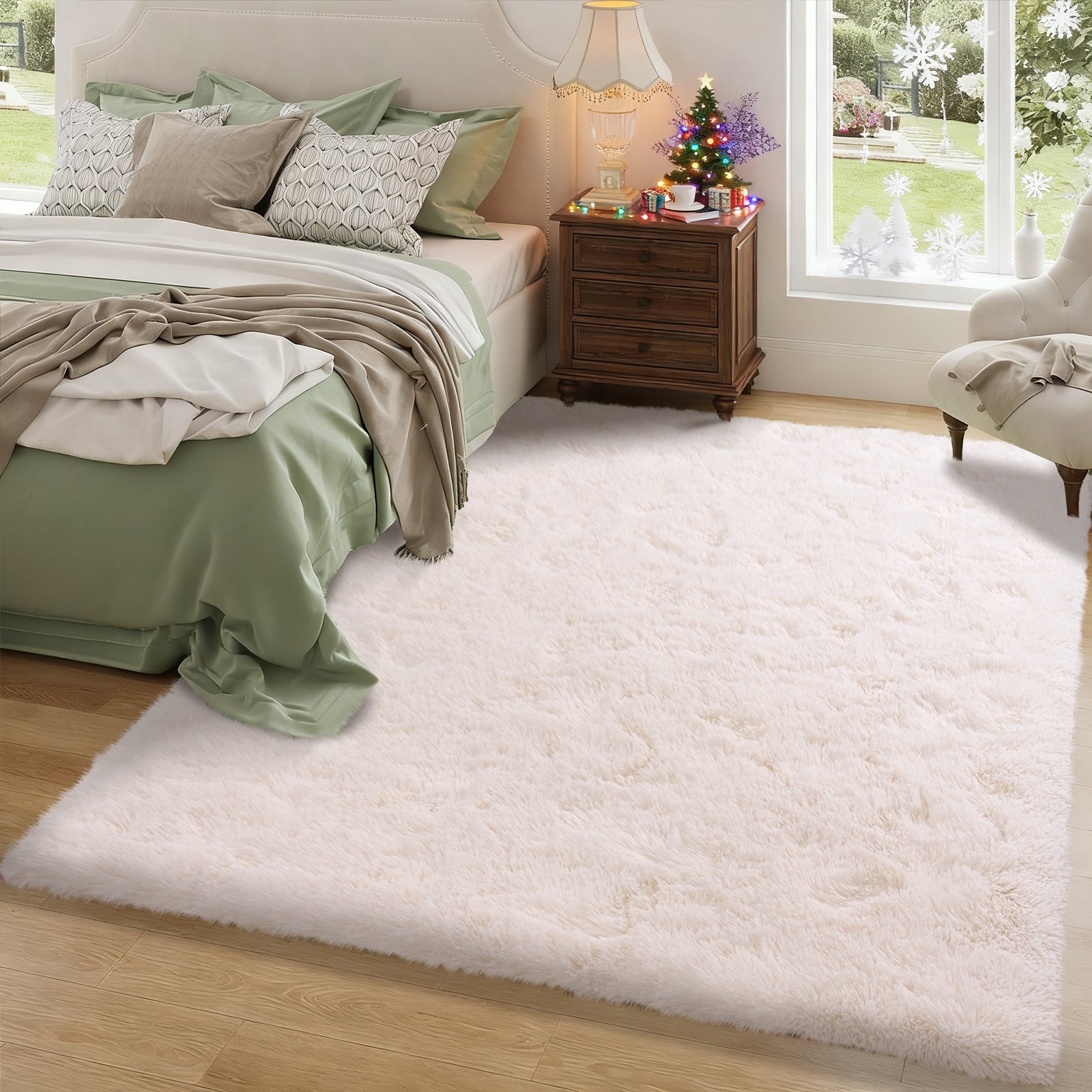 Soft Shag Area Rug 6x9 for Living Room or Bedroom, Fluffy Non-Slip Plush Carpet, Cozy Fuzzy Indoor Rug