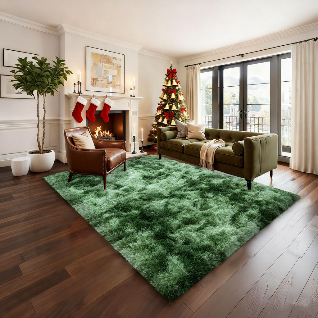 5x7ft Rugs for Living Room, Large Fluffy Dark Green Area Rugs for Bedroom, Soft Carpet Shag Kids Rug Home Decor Aesthetic