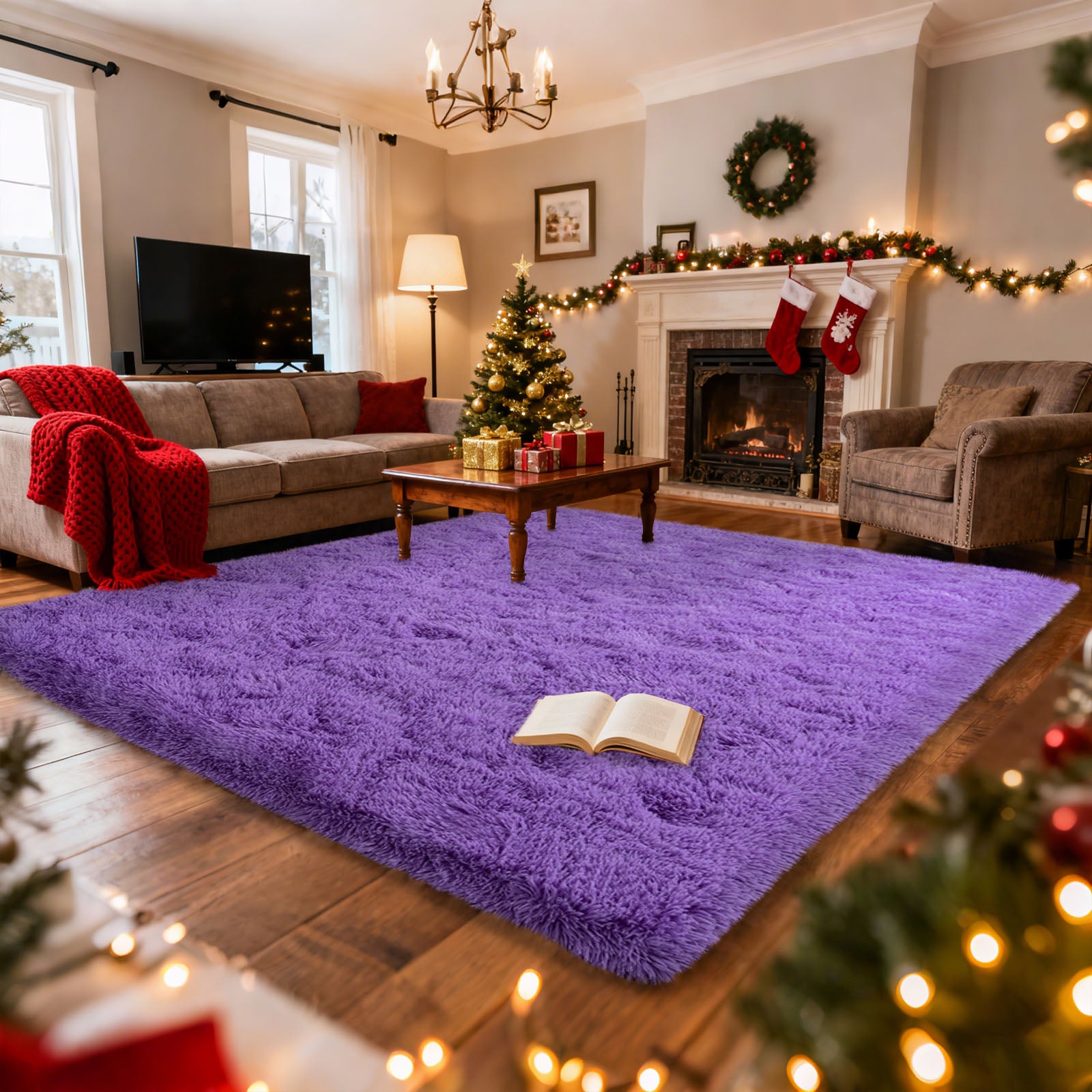 Black Shag Rug, Extra Soft 1.7" Plush Mat, Non-Slip, 100% Polyester for Bedroom or Living Room