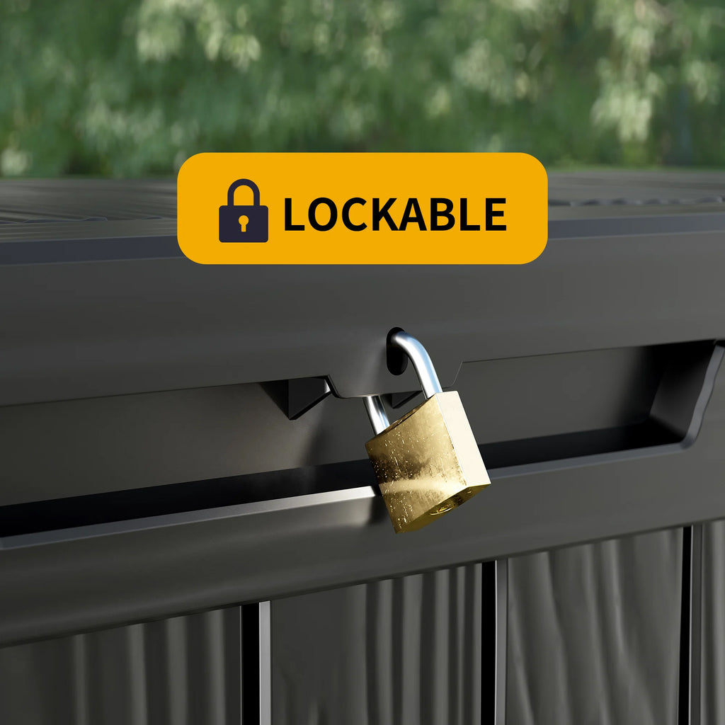 80 Gallon Outdoor Deck Box, Water-Resistant Resin Storage Box with Lockable Lid for Patio