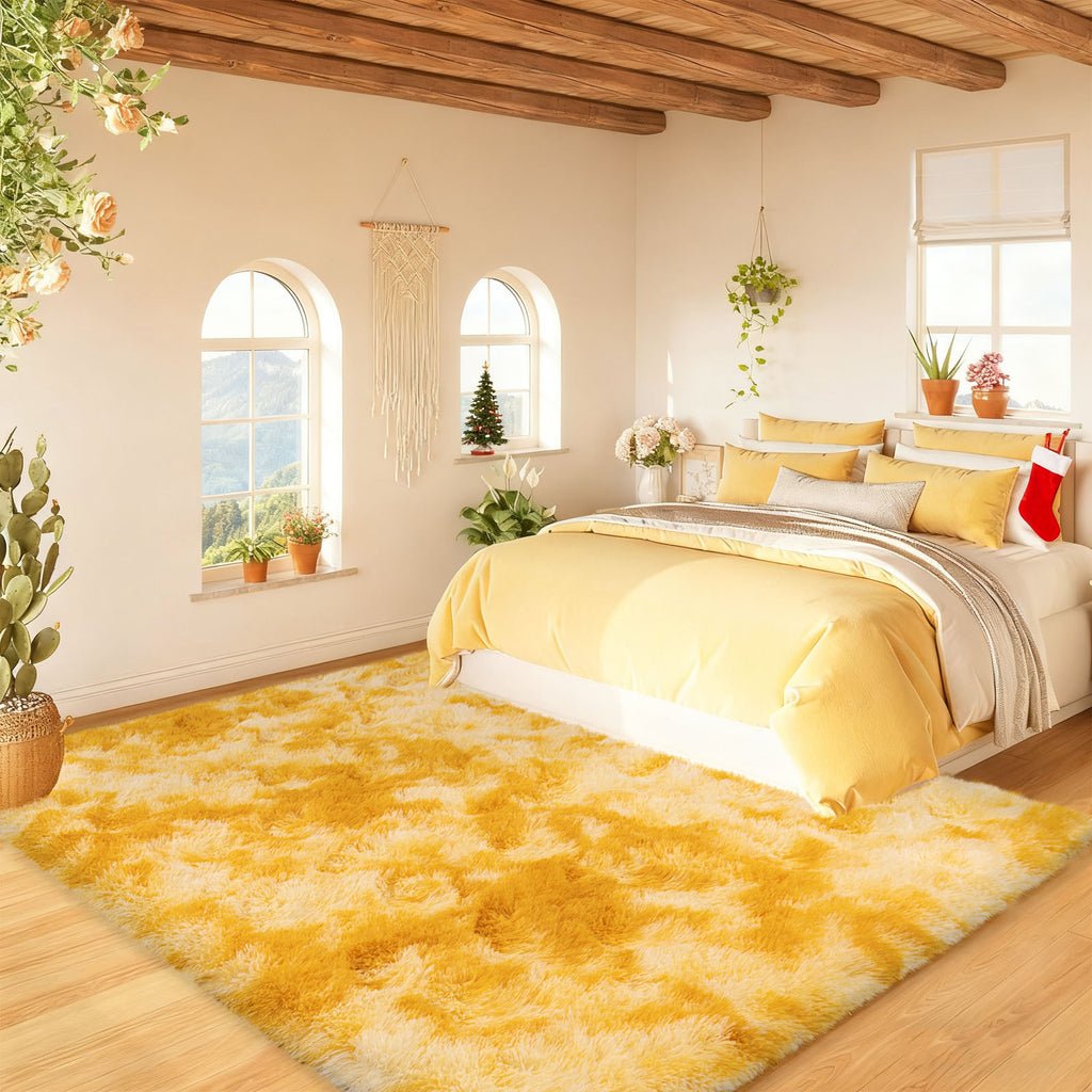 Blush Pink Shag Rug, Ultra Soft 1.7" Thick, Non-Slip, 100% Polyester, Modern Decor for Bedroom