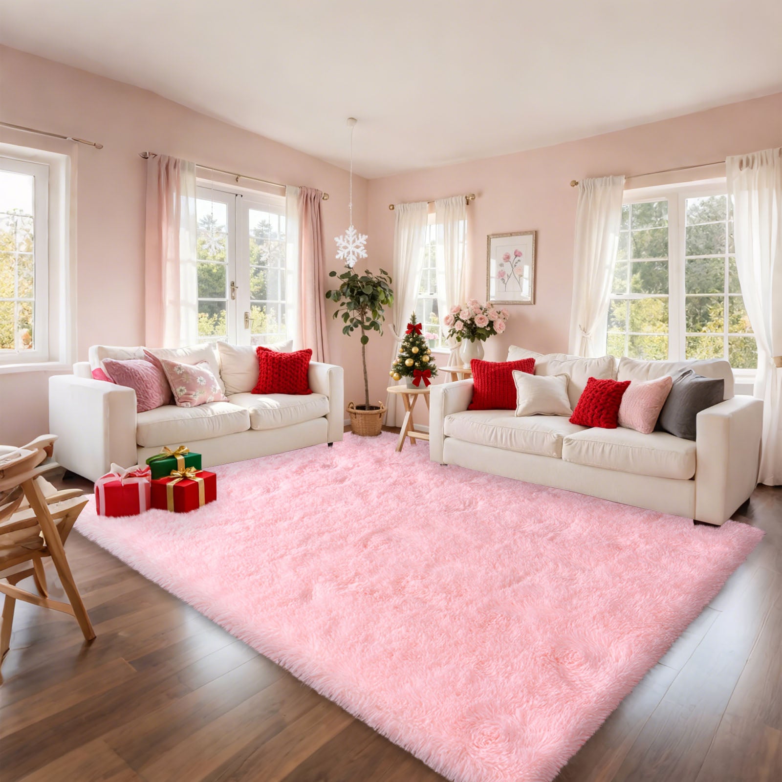 Area Rugs for Living Room Bedroom, Non-Slip Fluffy Soft Shag Carpet for Kids Home Dorm Decor