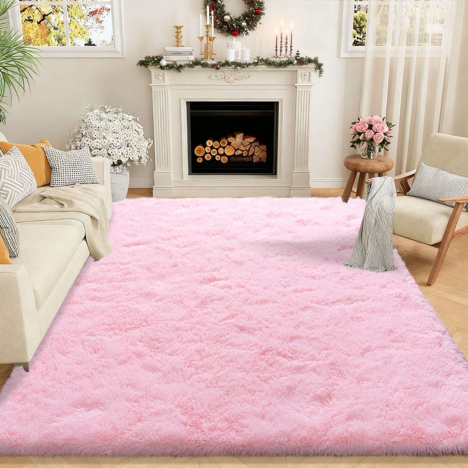 Area Rugs for Living Room Bedroom, Non-Slip Fluffy Soft Shag Carpet for Kids Home Dorm Decor