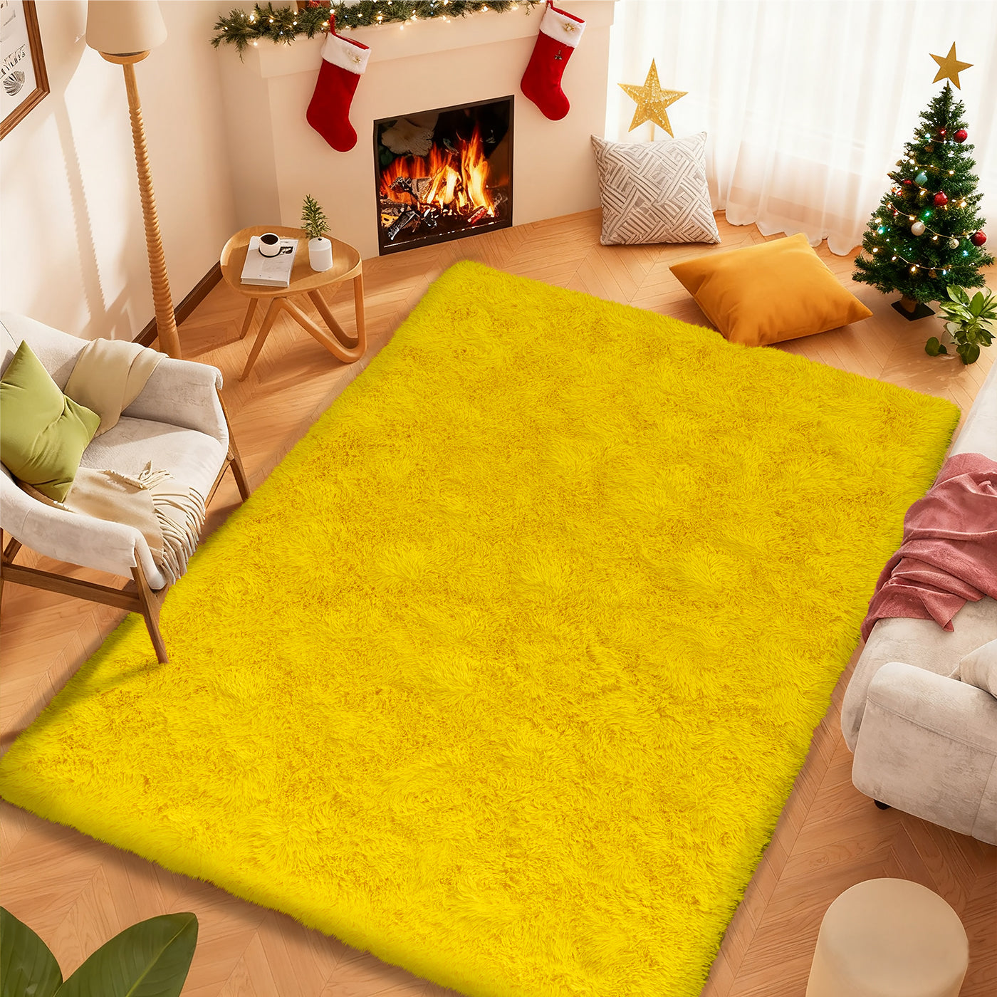Soft Shag Area Rug 6x9 for Living Room or Bedroom, Fluffy Non-Slip Plush Carpet, Cozy Fuzzy Indoor Rug