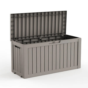 75 Gallon Outdoor Deck Box, Water-Resistant Resin Storage Box with Lockable Lid for Patio