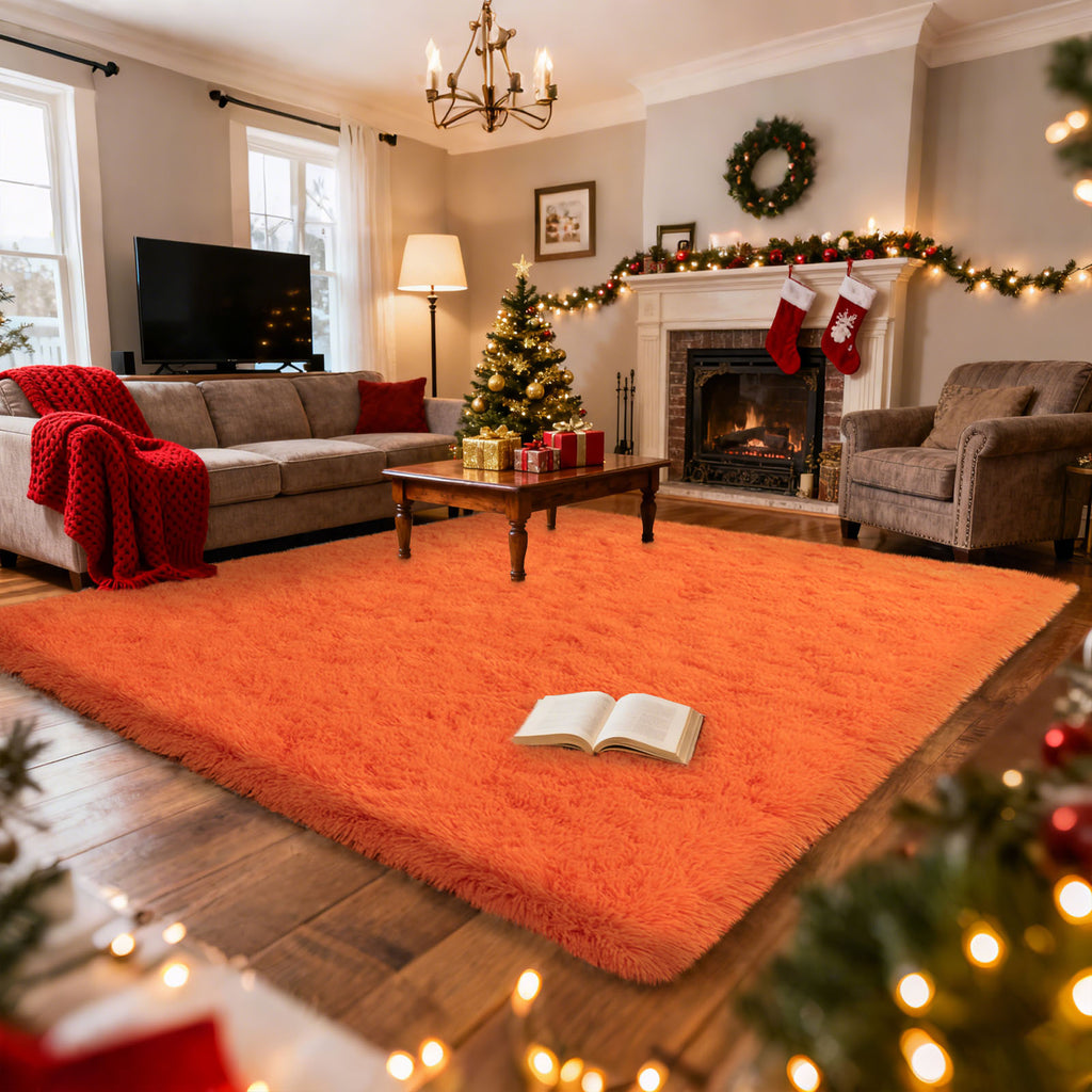 Blush Pink Shag Rug, Ultra Soft 1.7" Thick, Non-Slip, 100% Polyester, Modern Decor for Bedroom