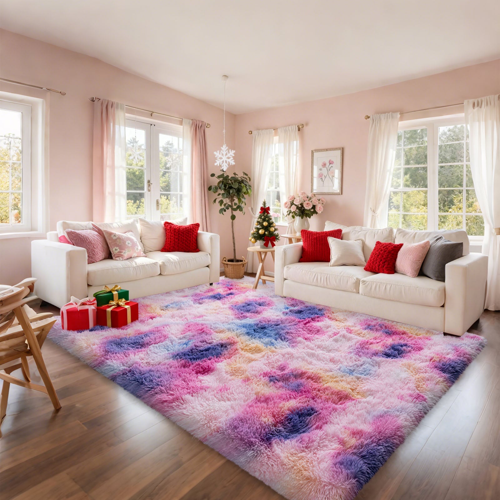 Area Rugs for Living Room Bedroom, Non-Slip Fluffy Soft Shag Carpet for Kids Home Dorm Decor