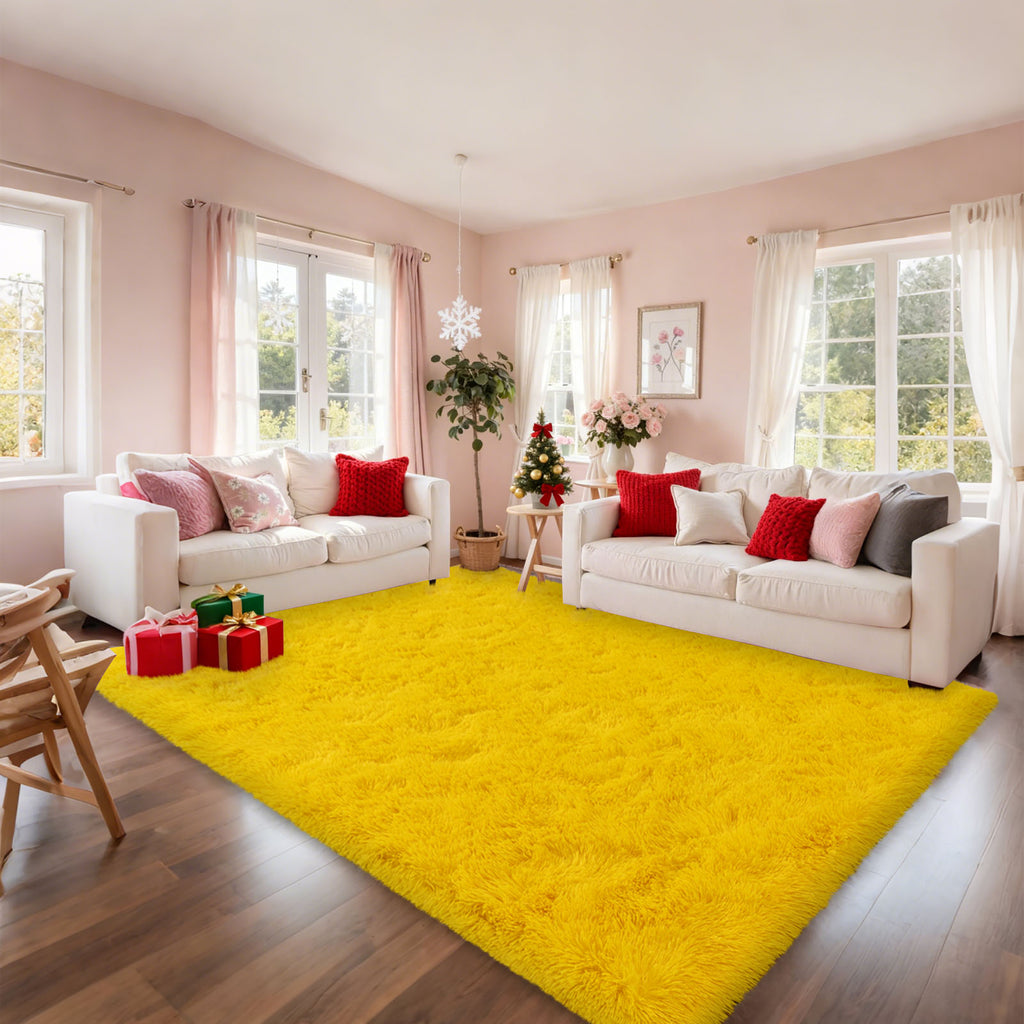 Blush Pink Shag Rug, Ultra Soft 1.7" Thick, Non-Slip, 100% Polyester, Modern Decor for Bedroom