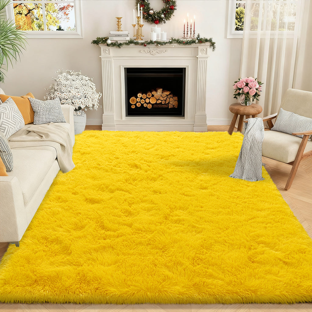 Blush Pink Shag Rug, Ultra Soft 1.7" Thick, Non-Slip, 100% Polyester, Modern Decor for Bedroom