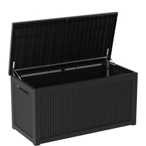 260 Gallon Resin Deck Box, Water-Resistant Lockable Outdoor Storage Box for Patio Organization