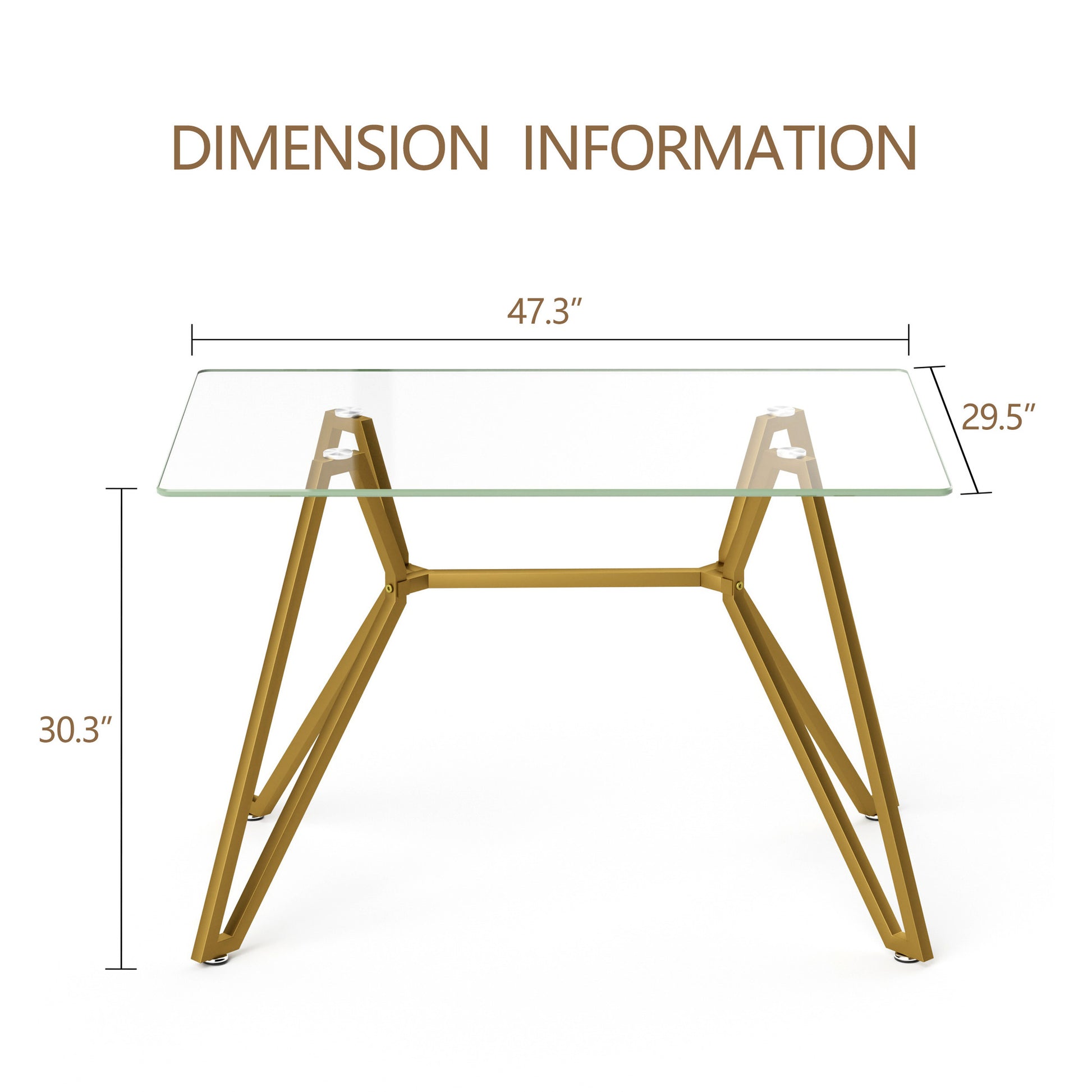 Modern Tempered Glass Dining Table, Rectangular/Round with Metal Legs, Space-Saving Kitchen Table