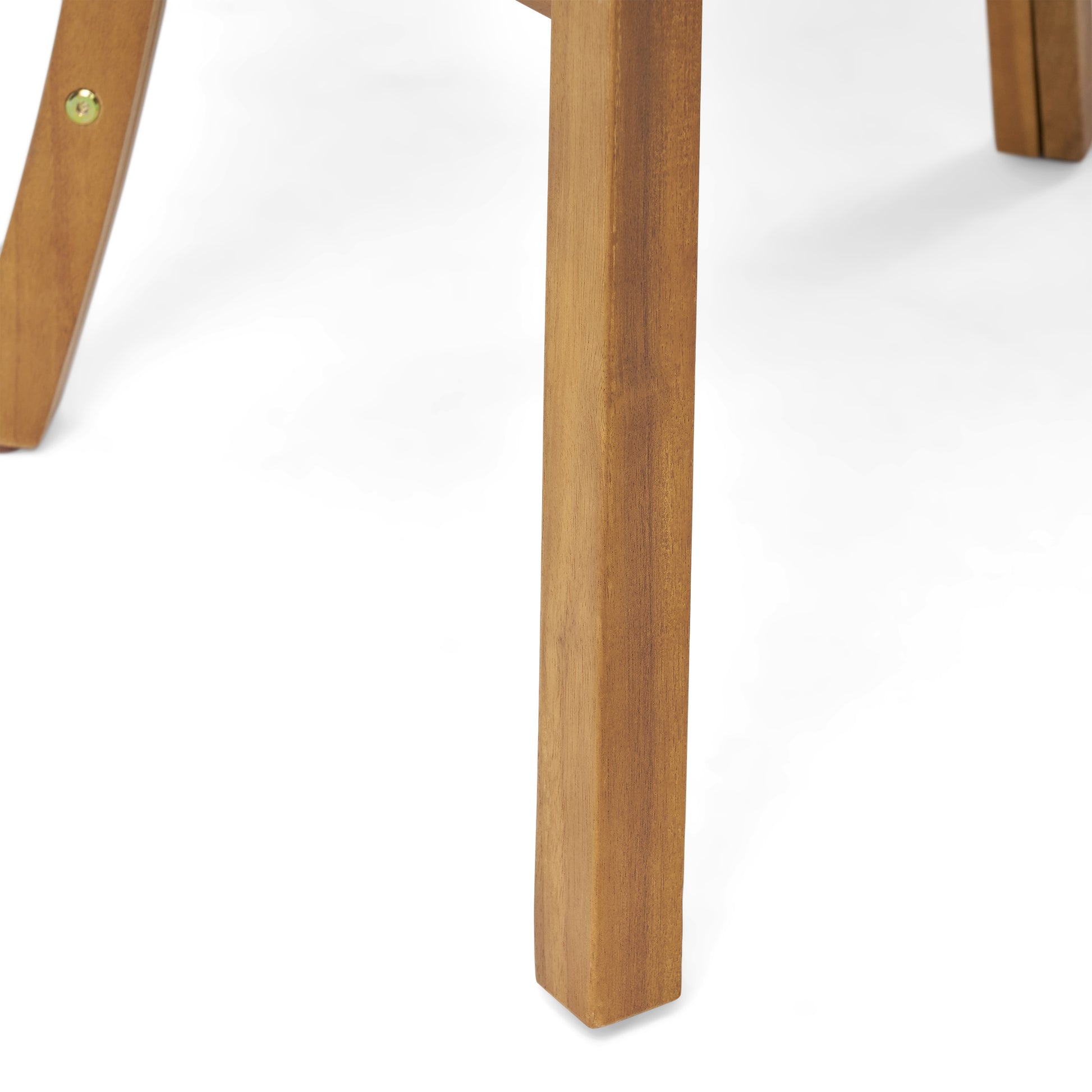 2-Pack Outdoor Wooden Dining Chairs with Cream Cushions, Teak Finish Weather-Resistant Patio Seating