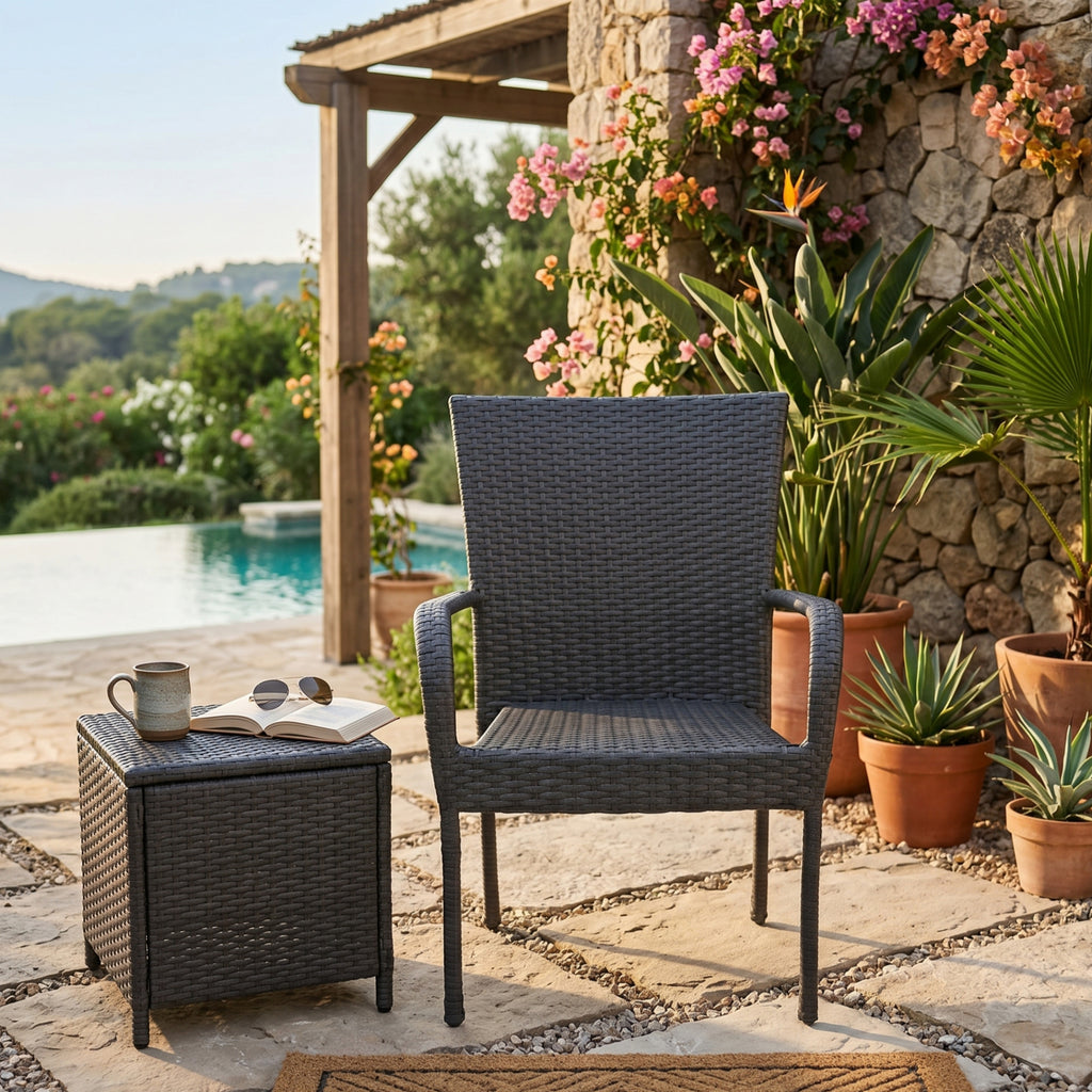 Hand-Woven PE Wicker Stacking Chairs for Modern Outdoor Dining & Garden