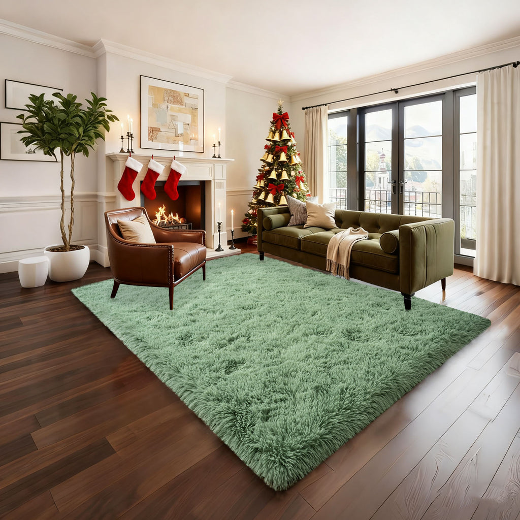 5x7ft Rugs for Living Room, Large Fluffy Dark Green Area Rugs for Bedroom, Soft Carpet Shag Kids Rug Home Decor Aesthetic