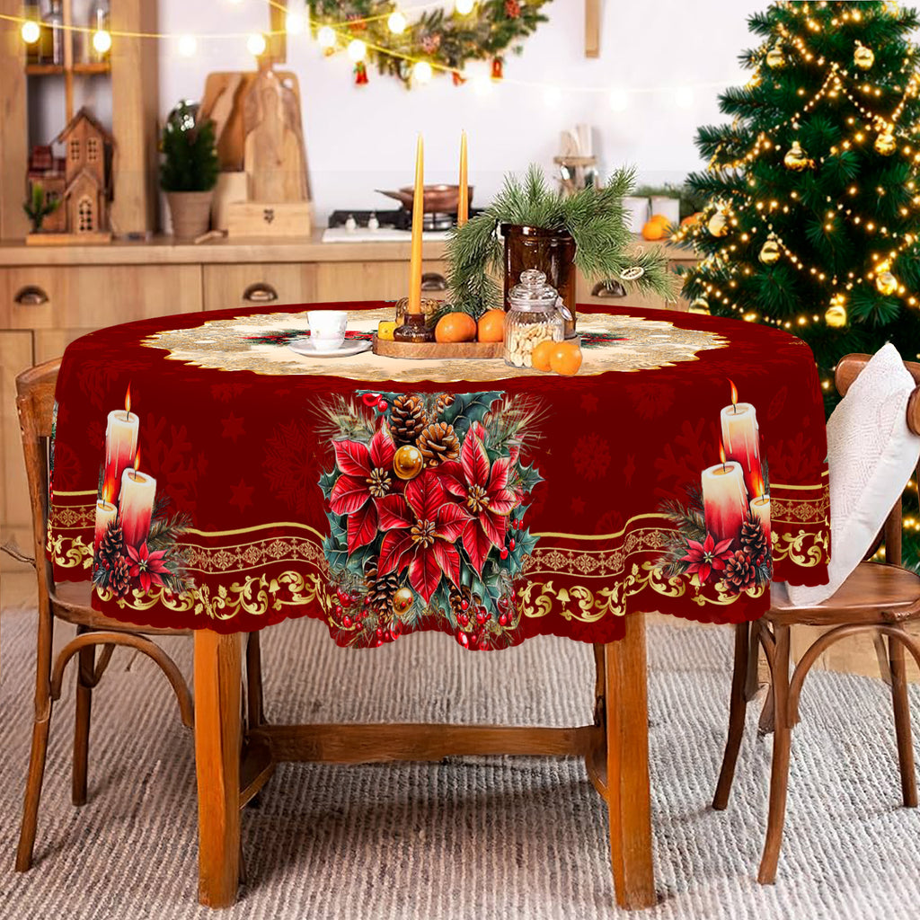 Christmas Tablecloth, Snowman Tablecloth, Christmas Tree Tablecloth Washable Table Cover for Home Kitchen Holiday Deco