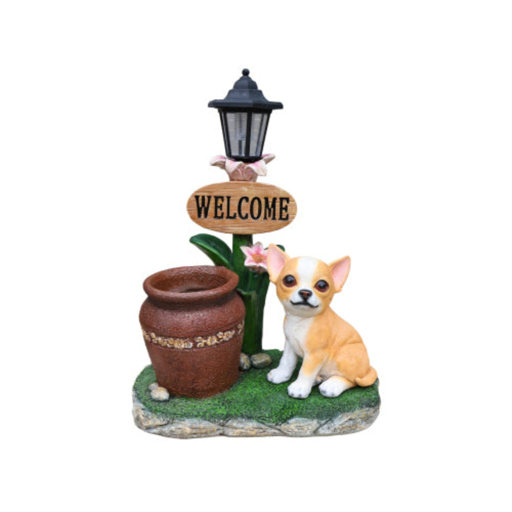 Sitting Corgi Dog Shaped Planter Statue with Vivid Details for Small Space Planting
