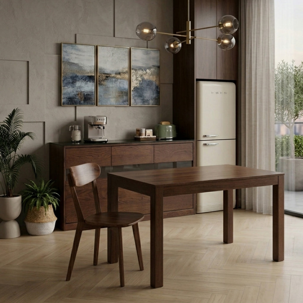 Rustic Solid Oak Wood Dining Chair Natural Kitchen Seat 46.5x54x80cm